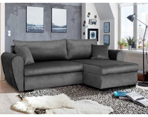 Rohová sedací souprava Logan, ocelově šedá látka