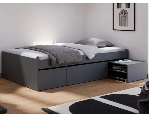 Postel s úložnými zásuvkami Assisi 120x200 cm, antracitová