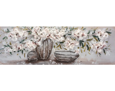 Levně Ručně malovaný obraz Květinové zátiší 120x40 cm, olejomalba