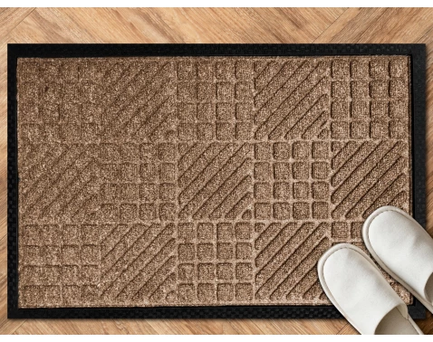 Rohožka 40x60 cm, hnědé čtverce a proužky