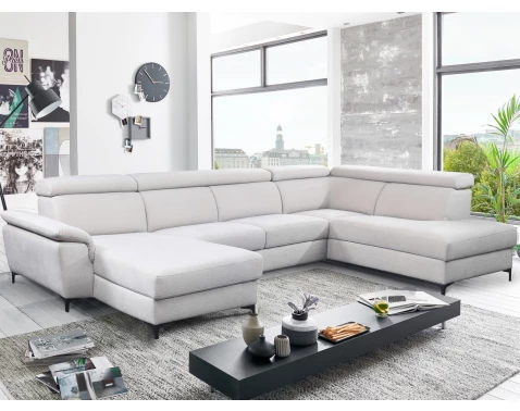 Sedací souprava Braga 3A, světle šedá látka, tvar levé U