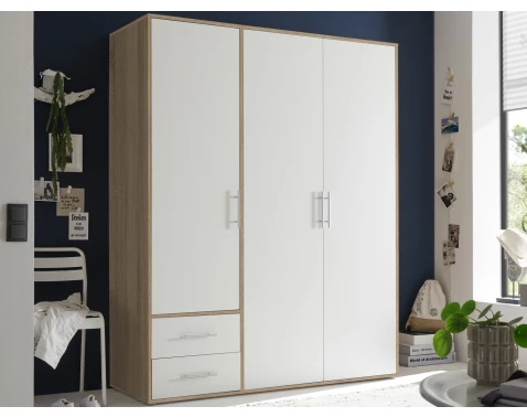 Levně Šatní skříň Valencia,155 cm, dub sonoma/bílá