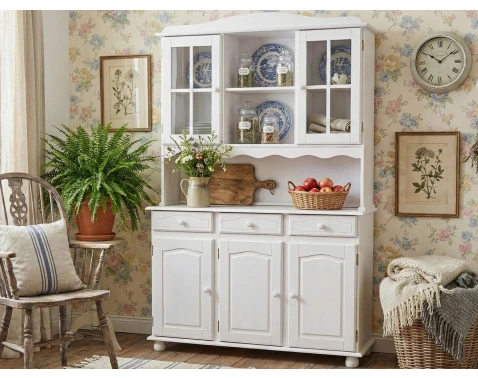 Široká vitrína In-Siena, bělená borovice