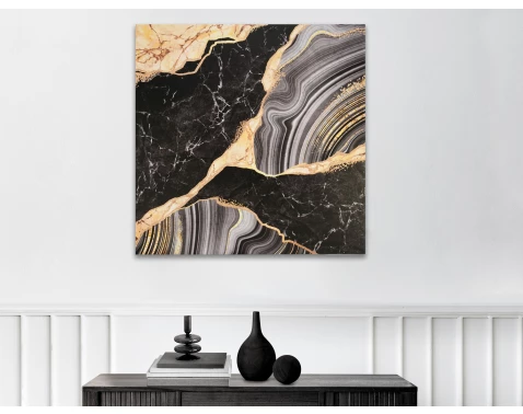 Levně Obraz na plátně Černozlatá abstrakce, 80x80 cm