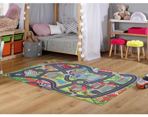 Dětský koberec Město silnice, 100x150 cm