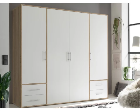Šatní skříň Valencia, 206 cm, dub sonoma/bílá