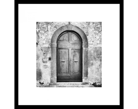 Levně Rámovaný obraz Klenuté dveře 50x50 cm, černobílý