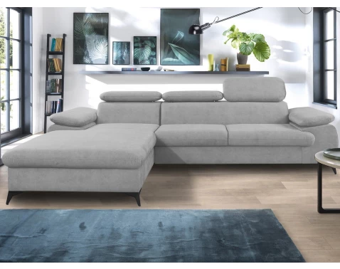 Rohová sedací souprava Scala, světle šedá látka, levý roh