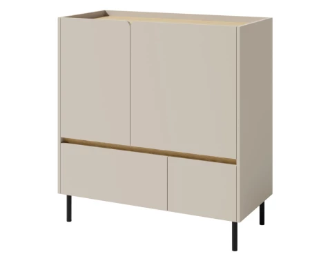 Komoda se zásuvkami Lucky, 95 cm, pískově béžová/olejovaný dub