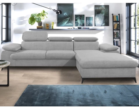 Rohová sedací souprava Scala, světle šedá látka, pravý roh