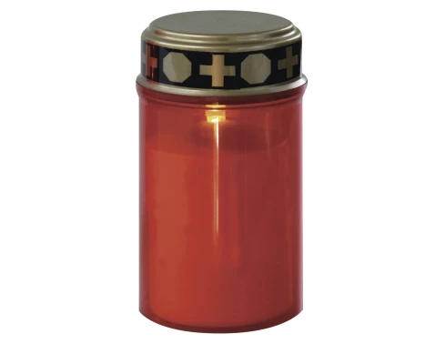 LED hřbitovní svíčka červená 12,5 cm, fotosenzor