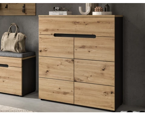 Skříňka s policemi/botník Cano, 80 cm, šedá/dub artisan