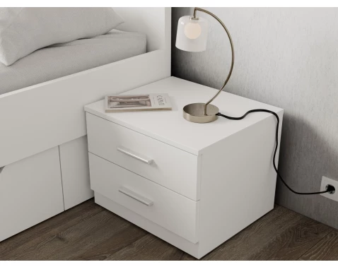 Noční stolek se 2 zásuvkami Iwetta, bílý
