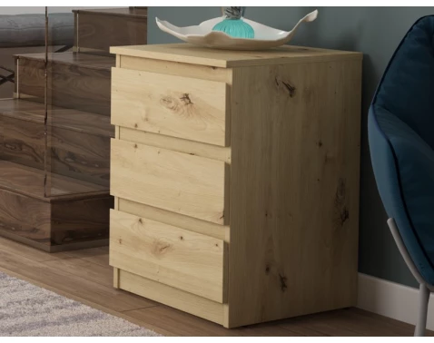 Skříňka/vysoký noční stolek Carlos 40 cm, dub artisan, 3 zásuvky