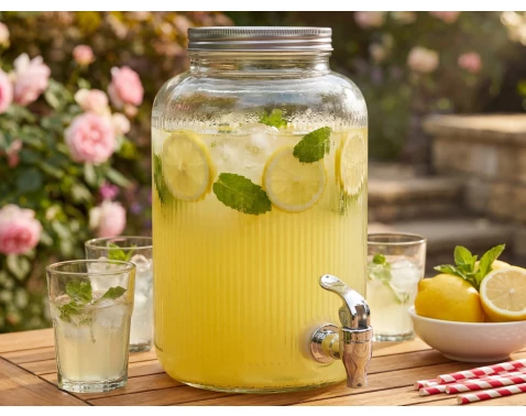 Dávkovač na nápoje 4 l, žebrované sklo