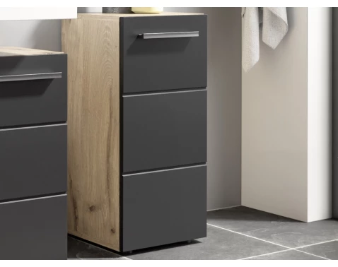Koupelnová stojací skříňka Vista 34 cm, dub viking/černá