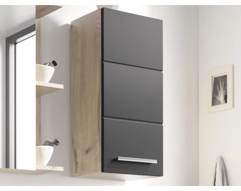 Závěsná koupelnová skříňka Vista 34 cm, dub viking/černá