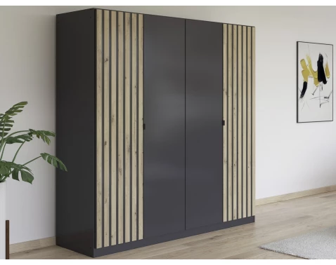 Šatní skříň Genua, 181 cm, tmavě šedá/dub artisan