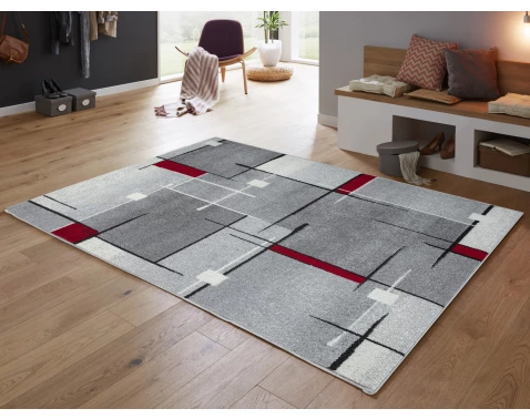 Koberec Thales 80x140 cm, šedo-červený