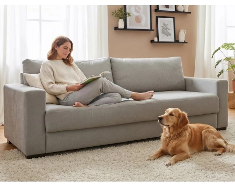 Rozkládací pohovka Rodos, holubí šedá látka