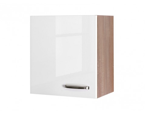Horní kuchyňská skříňka Valero H50, dub sonoma/bílý lesk, šířka 50 cm - Bílá