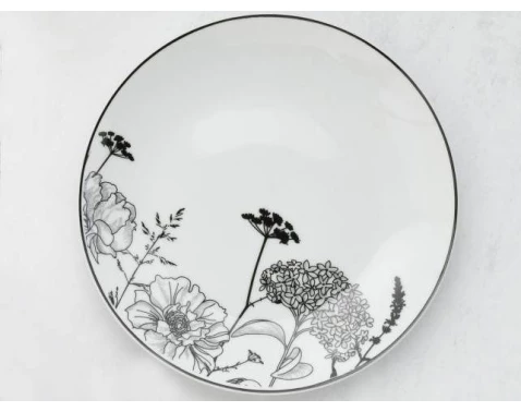 Mělký talíř Luna Black Flower, 27 cm