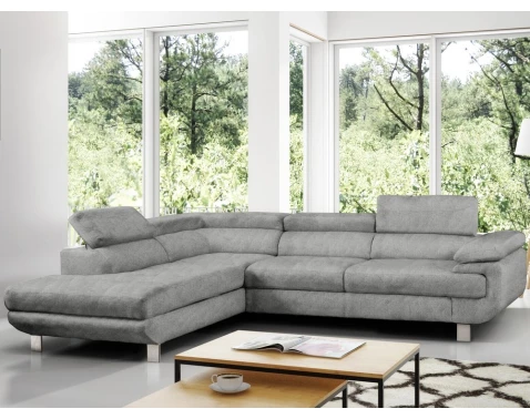 Rohová sedací souprava Lotos, světle šedá látka, levý roh
