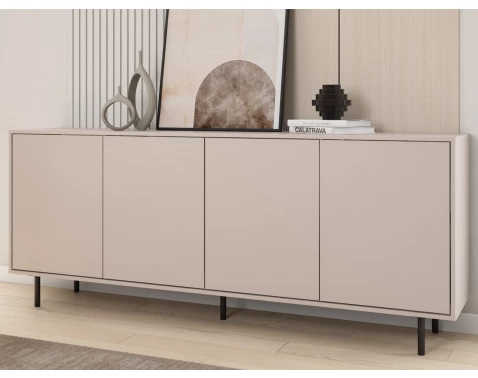 Široká skříňka Flax, 200 cm, béžová kašmír