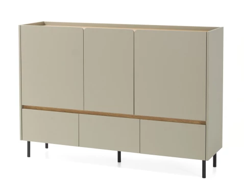 Levně Komoda se zásuvkami Lucky, 150 cm, eukalyptově zelená/baltský dub