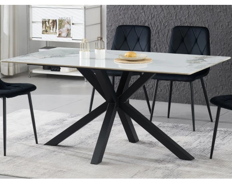 Obdélný jídelní stůl Milo 160x90 cm, bílý mramor