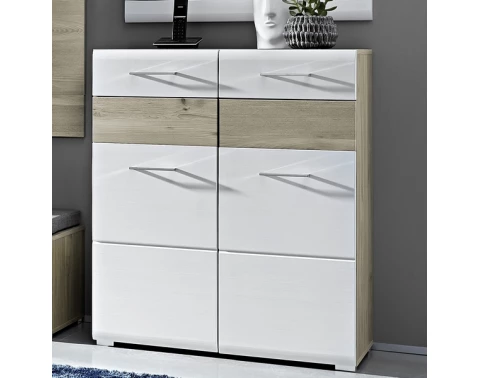 Komoda/botník Funny, dub stříbrný/bílá