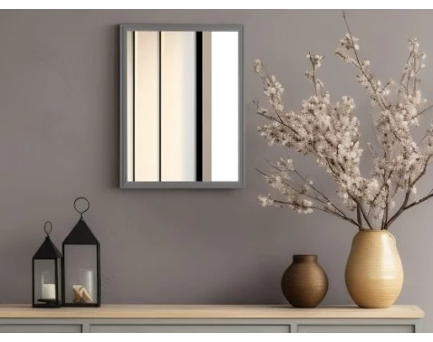 Nástěnné zrcadlo Nadine 34x45 cm, šedé, perlový dekor