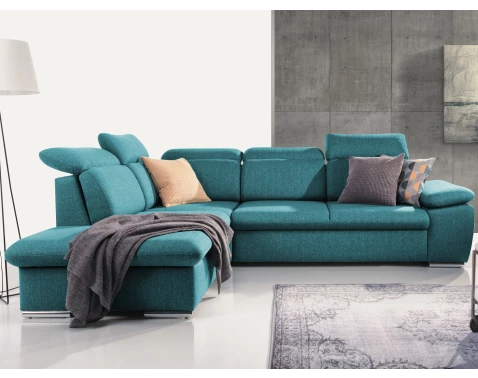 Rohová sedačka Aldon, petrolejová strukturovaná látka, levý roh