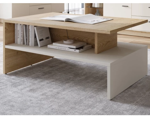 Konferenční stolek Meolo, dub cremona/béžový kašmír