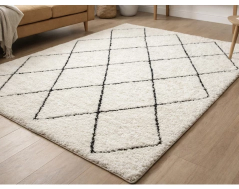 Koberec Ideal Shaggy 80x150 cm, diamant krémový/černý
