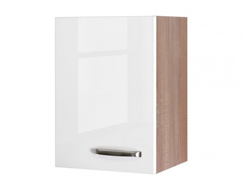 Horní kuchyňská skříňka Valero H40, dub sonoma/bílý lesk, šířka 40 cm - Bílá