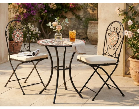 Zahradní set Mosaic, černý/červený