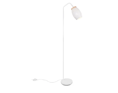 Stojací lampa Bidar, bílý kov/dřevo