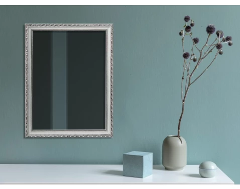 Nástěnné zrcadlo Loreley 34x45 cm, dřevěný stříbrný rám