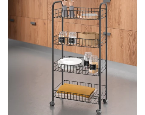 Levně Pojízdný regál Ascona Lava TouchTherm 4, černý mat