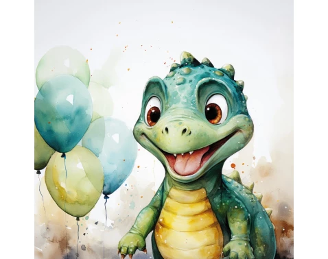 Dětský obraz Veselý dino, 35x35 cm