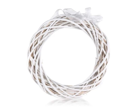 Dekorace Ratanový věnec 26 cm, bílý