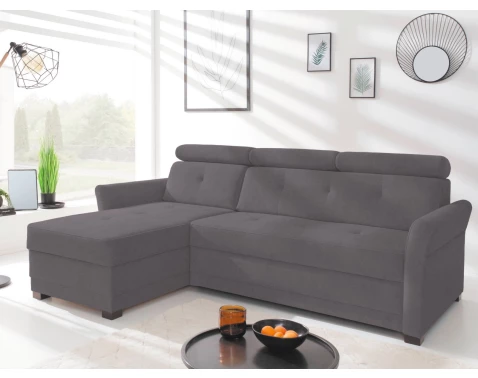 Rohová sedací souprava Parris, tmavě šedá tkanina, levý roh