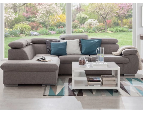 Rohová sedací souprava Viera, svěle šedá tkanina, levý roh