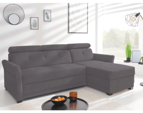 Rohová sedací souprava Parris, tmavě šedá tkanina, pravý roh
