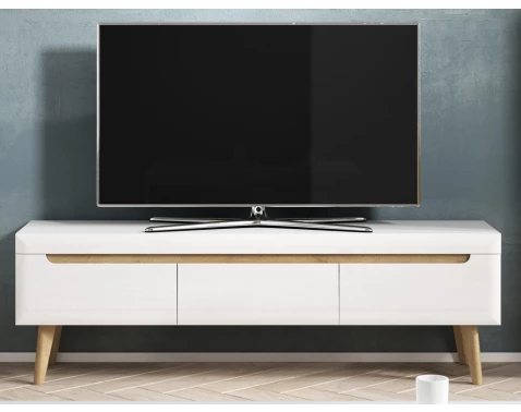 Levně Široká TV skříňka Nordi, 160 cm, dub riviera/bílá lesk