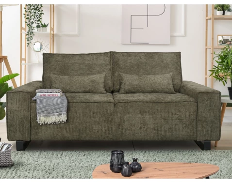 Dvoumístná pohovka Cassino, olivově zelená tkanina