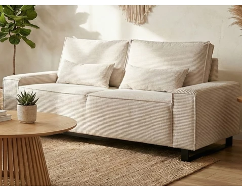 Dvoumístná pohovka Cassino, krémová strukturovaná látka