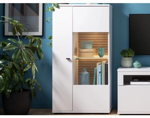 Skříňka s prosklením Rovigo 70 cm, dub nox/bílá