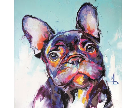 Levně Obraz na plátně Francouzský buldoček, 35x35 cm, efekt ruční malby